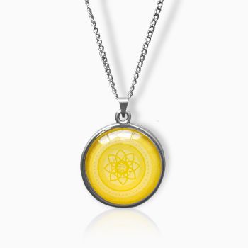Beauty and Rage - Colar Mandala Amarela M1 para Prosperidade e Criatividade em Aço Inox - Amarelo