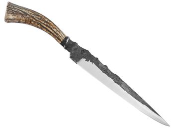 Adelar Filippon faca integral brüt forge para colecionador, aço 5160. Empunhadura em chifre de cervo, 30 cm