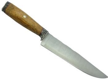 Monte Cristo faca para churrasco para colecionador forjado em aço inox 304. Empunhadura em Cerejeira, 34 cm