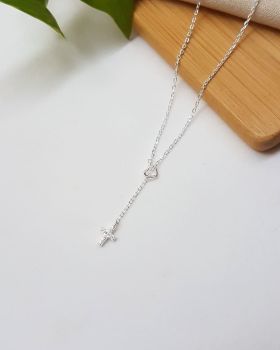 COLAR GRAVATA CRUZ ZIRCÔNIAS DE PRATA 925