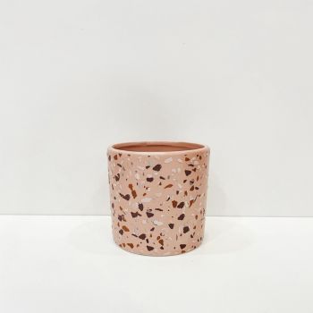 Vaso Branco Cerâmica Granilite Rosa