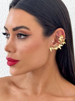 Brinco Ear Cuff Folheado a Ouro 18k e Prata Borboletas