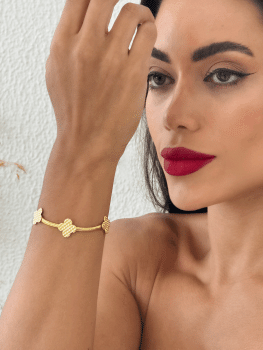 Pulseira Folheado a Ouro 18k Malha Com Inspiração