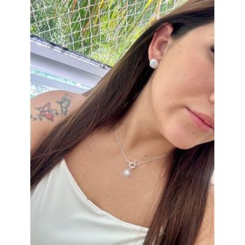Chocker fecho boia com pingente sol - Semijoia prata