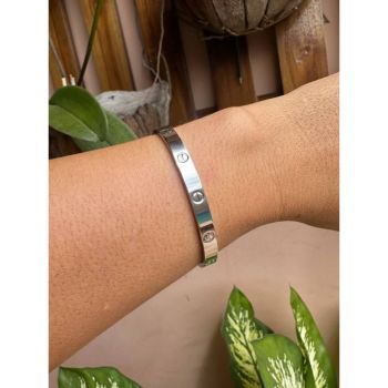 Bracelete aro largo inspirit cartier banhado em prata