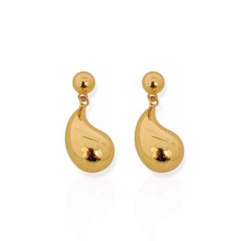 Brinco gota com esfera banhado a ouro 18k