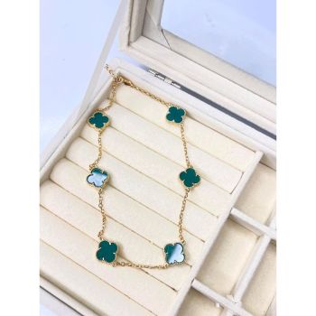 Choker de elos com trevo verde banhado em ouro 18k