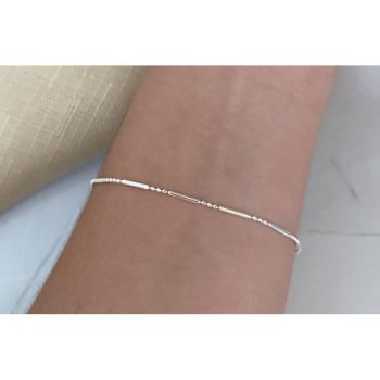 Pulseira 18cm palito e bola em prata 925