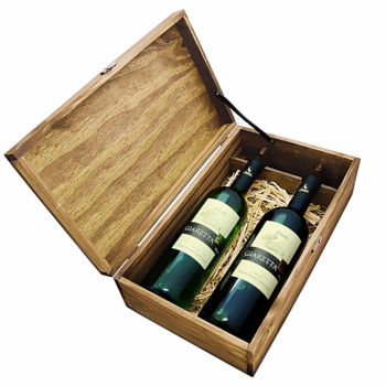Kit Vinhos Finos Giaretta Presente Due (02 unidades) Embalagem em madeira