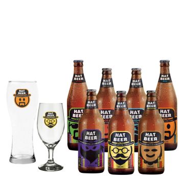 Combo Hat Beer - 7 cervejas + 2 copos