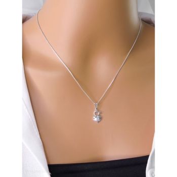 COLAR FOLHEADO A PRATA - CORRENTE VENEZIANA FILHO CORAÇÃO ZIRCONIA