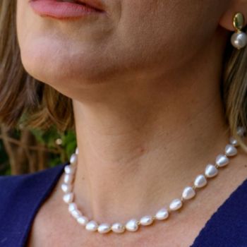 Colar Curto de Coração de Pérola Banhado a Ouro 18k