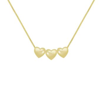 COLAR VENEZIANA COM 3 CORAÇÕES ENTREMEIOS LISO BANHADO EM OURO