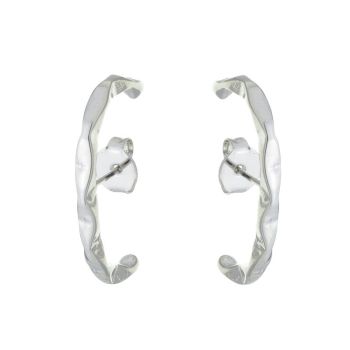 Brinco ear hook com design ondulado Juliette folheado em ródio branco