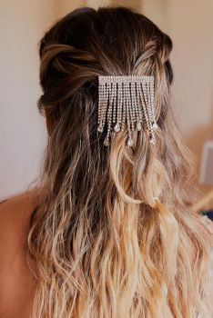 Presilha de Franja de Strass prateada