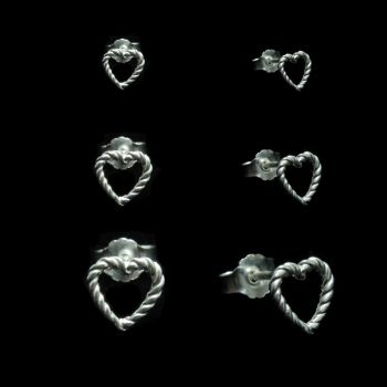 Trio de prata com formato de coração