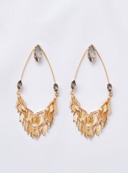 BRINCOS FOREST FOLHAS DUO FUMÊ BANHO OURO
