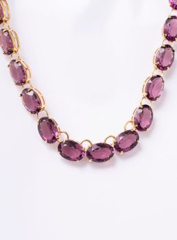 COLAR MONROE CRISTAIS OVAIS ROXO BANHO OURO