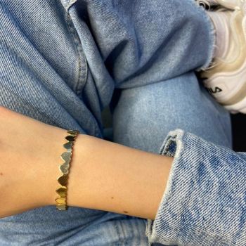 Pulseira bracelete amanda, corações, dourada - REF P715