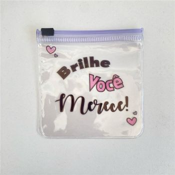 KIT COM 10 UNIDADES DE EMBALAGENS ZIPLOCK 10X10 CM PVC BRILHE VOCÊ MERECE 