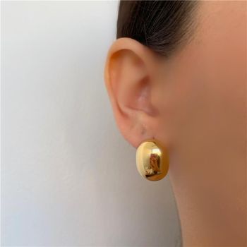 BRINCO FASHION OVAL BANHO OURO 18K
