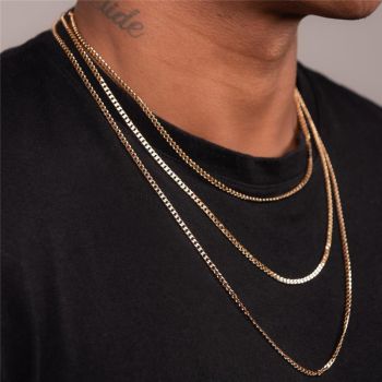 COLAR MASCULINO INFANTIL GRUMET 3MM 50CM BANHO OURO 18K