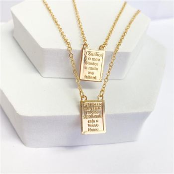 COLAR ESCAPULÁRIO 70CM PAI NOSSO BANHO OURO 18K