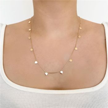 COLAR LONGO 60CM CORAÇÕES BANHO OURO 18K