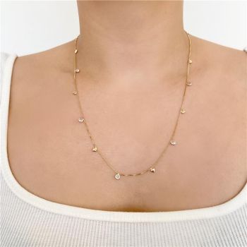 COLAR LONGO 60CM PONTOS DE ZIRCÔNIA BANHO OURO 18K