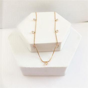 COLAR CHOKER DELICADA PINGENTE PONTO DE LUZ BANHO OURO 18K