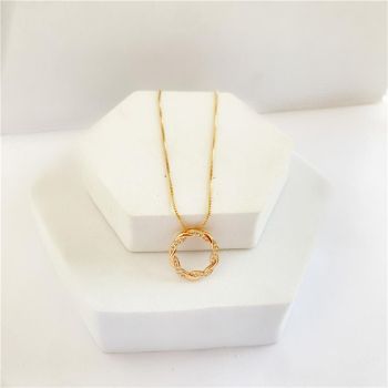 COLAR GUIRLANDA VAZADACRAVEJADA BANHO OURO 18K