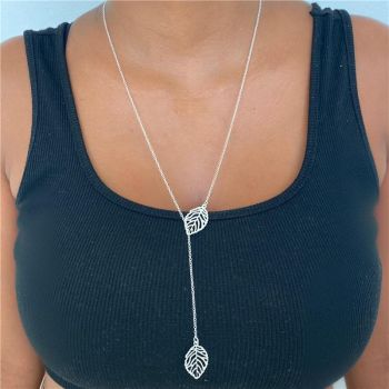 COLAR GRAVATINHA FOLHAS BANHO PRATA 950
