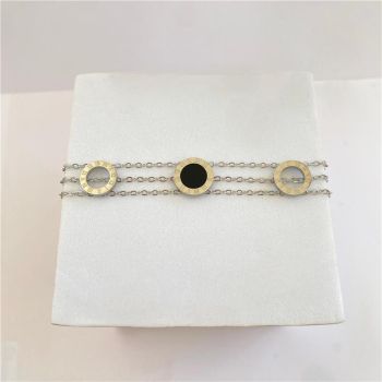 PULSEIRA TRIPLA INSPIRAÇÃO ALTA JOALHERIA EM AÇO INOXIDÁVEL 