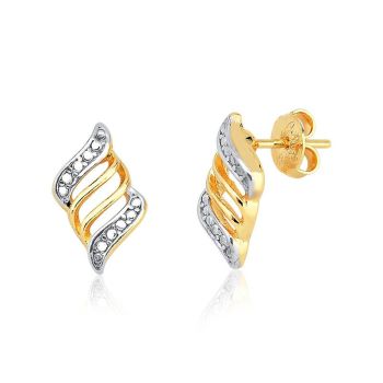 Brinco Cravejado com Detalhe em Ródio Folheado a Ouro 18k