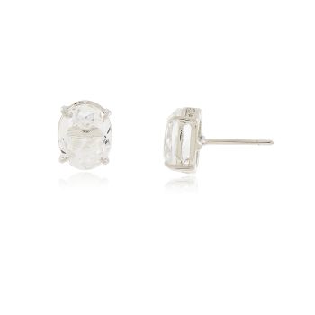Brinco Riviera Nara Oval Pequeno Cristal Banho Diamante