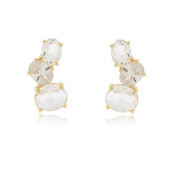 Brinco Together Cristal E Zirconia Banho Ouro 18k