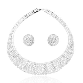 Conjunto Splendore Cravejado Em Zirconias Banho Rodio Branco