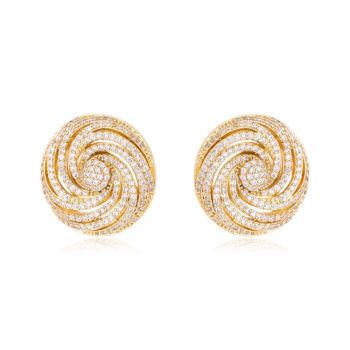 Brinco Vita Aurea Espiral Cravejado Banho Ouro 18k