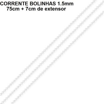 CORRENTE FOLHEADO A PRATA BOLINHAS (75CM+7CM EXTENSOR)