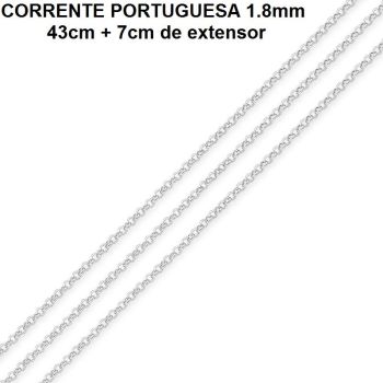 CORRENTE FOLHEADA A RÓDIO PORTUGUESA 1.8 (43CM + 7CM EXTENSOR)