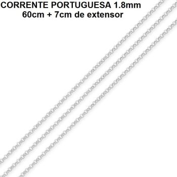 CORRENTE FOLHEADA A RÓDIO PORTUGUESA 1.8 (60CM + 7CM EXTENSOR)