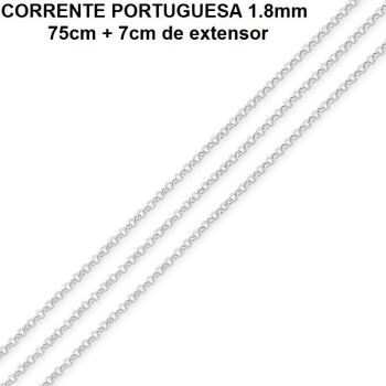 CORRENTE FOLHEADA A RÓDIO PORTUGUESA 1.8 (75CM + 7CM EXTENSOR)