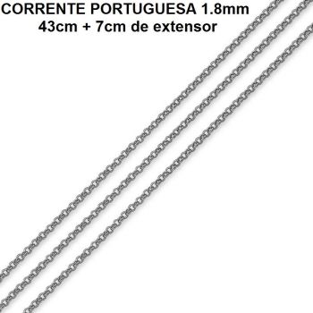 CORRENTE FOLHEADA A RÓDIO NEGRO PORTUGUESA 1.8 (43CM + 7CM EXTENSOR)