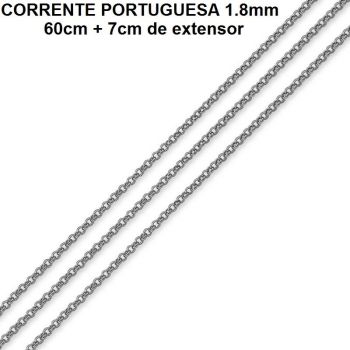 CORRENTE FOLHEADA A RÓDIO NEGRO PORTUGUESA 1.8 (60CM + 7CM EXTENSOR)