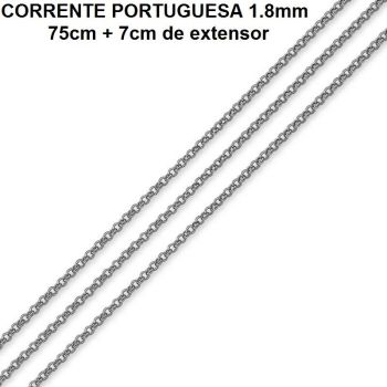 CORRENTE FOLHEADA A RÓDIO NEGRO PORTUGUESA 1.8 (75CM + 7CM EXTENSOR)