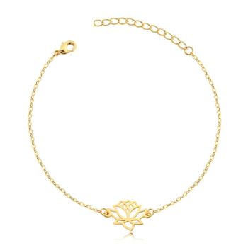 PULSEIRA PING FLOR DE LOTUS VAZADA FOLHEADO A OURO