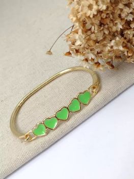 Bracelete Resinado Coracões Verde Neon 501