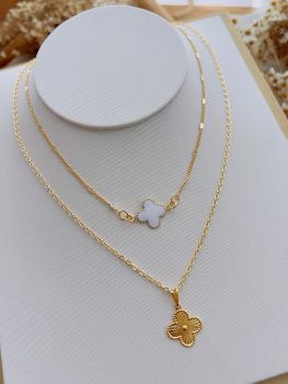 Colar Duplo Folheado a Ouro Inspiração Virginia 8079