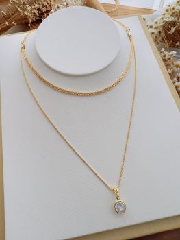 Colar Duplo Folheado a Ouro Zircônia 8087