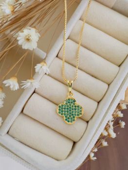 Colar Folheado a Ouro Virginia Esmeralda 8053